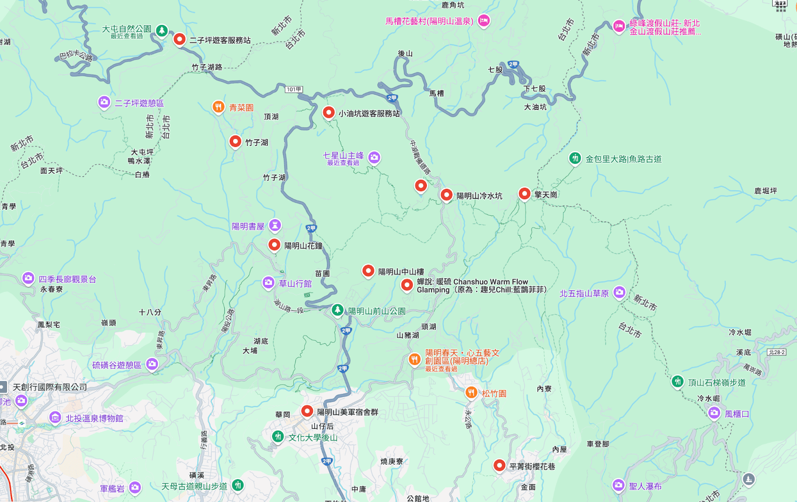 2025 最新陽明山最新景點地圖