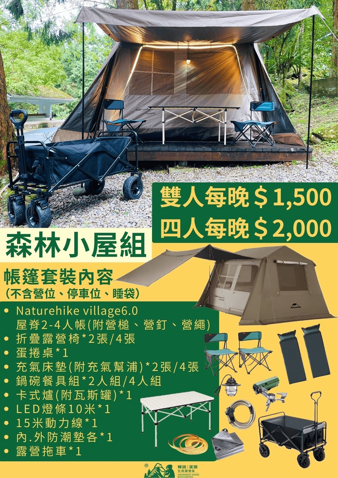 森林小屋組價格與內容清單